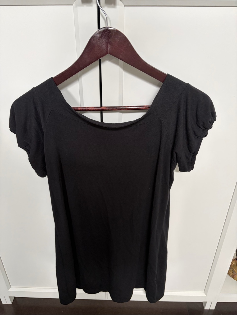 Guess Black Short Sleeve Scoop Neck Top